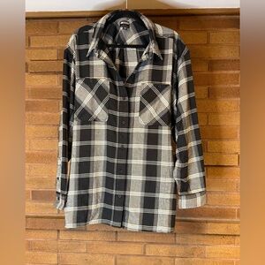 Black and White Plaid Flannel Women’s Shirt